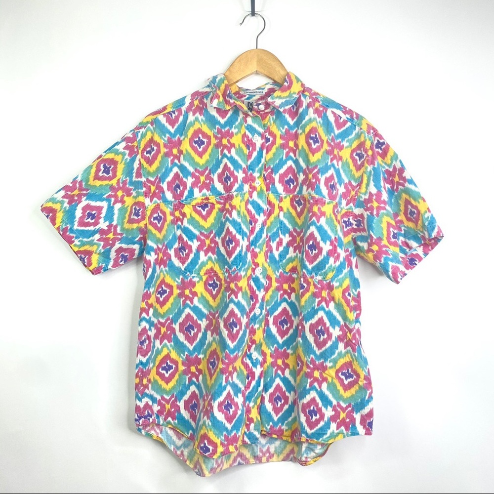 Vintage Printed Button Up